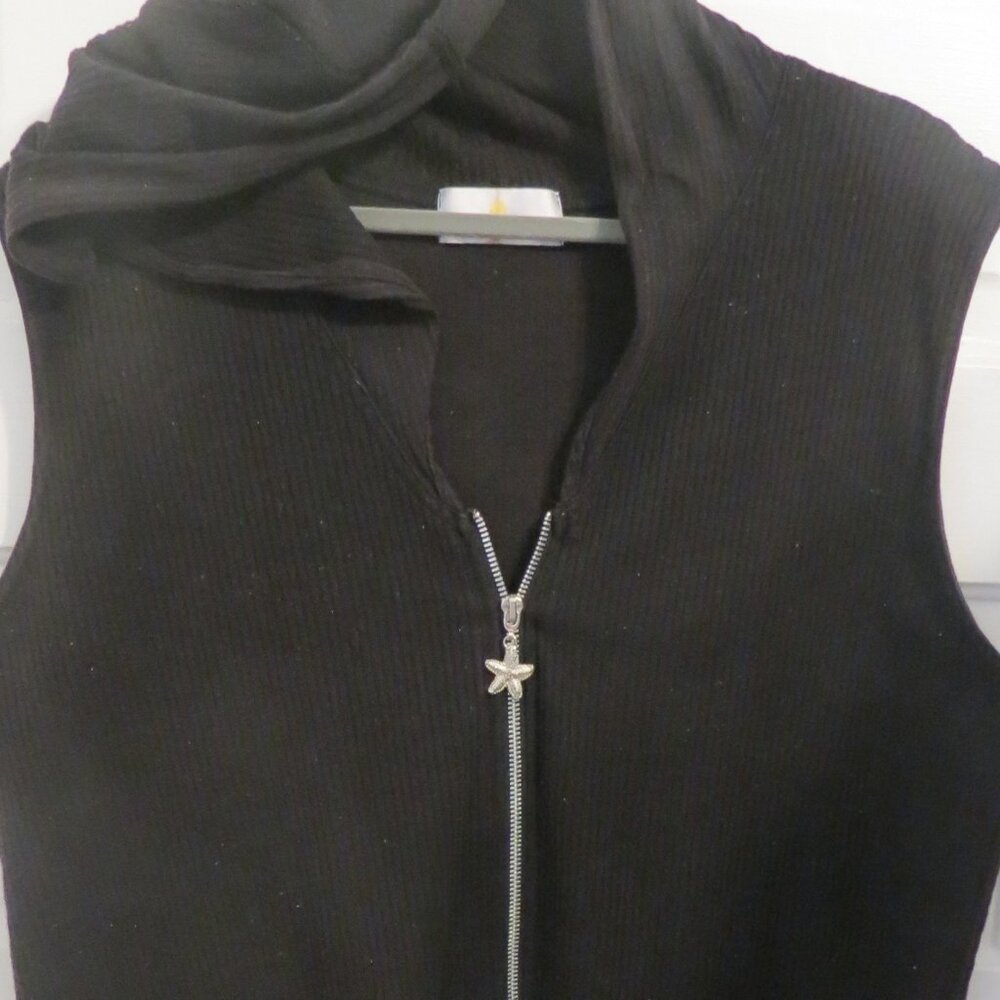 PRE-SUMMER GIVE AWAY SALE! Black Ribbed Cotton Swim Coverup/Hoodie